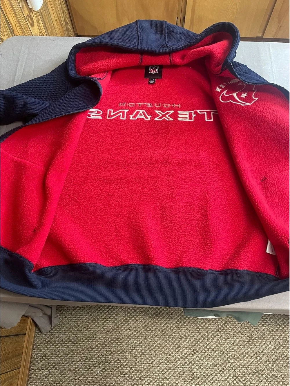 Houston Texans NFL full-zip waffle-texture fleece backed hoodie XL